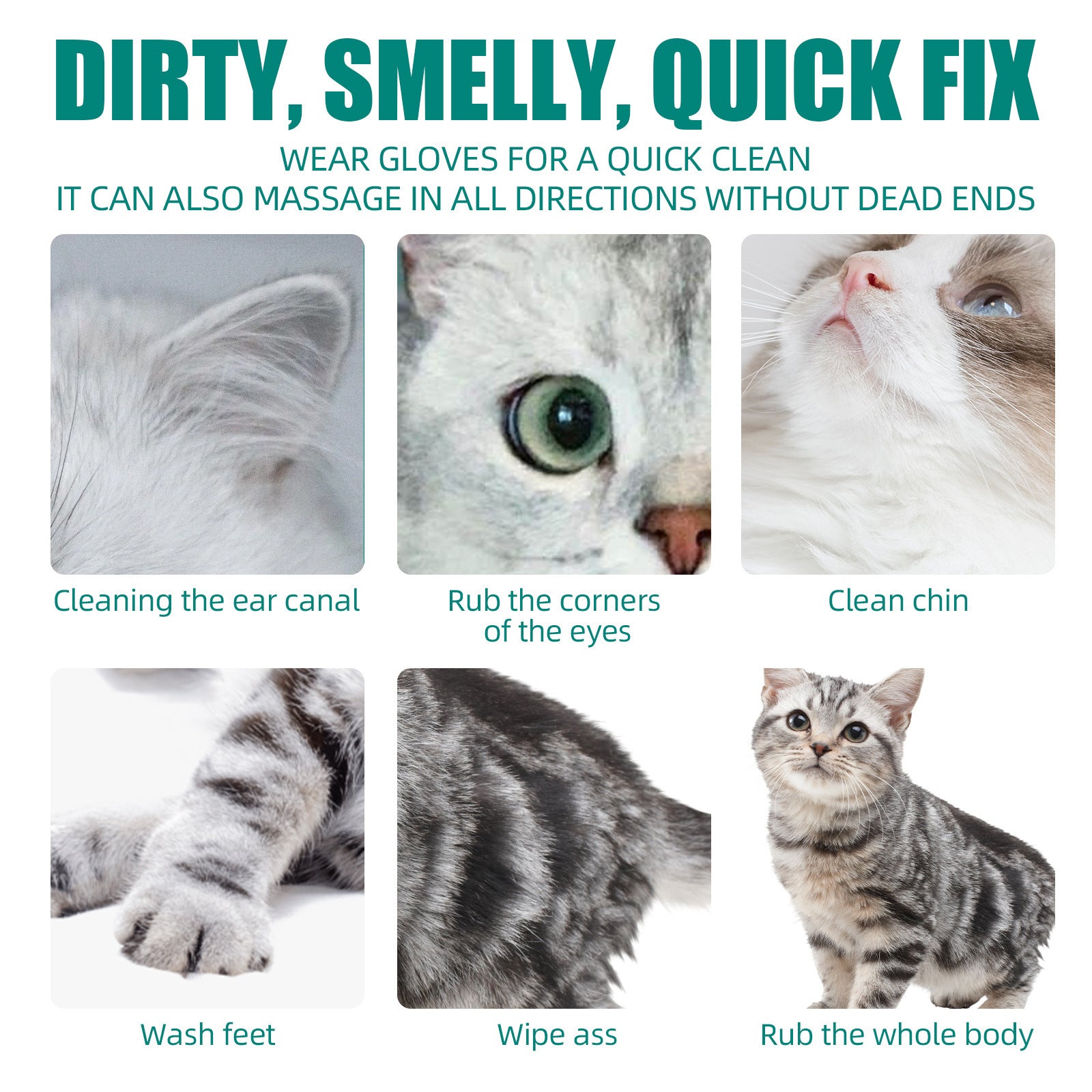 Pet Disposable Cleaning Gloves with Soft and Skin-friendly Safe Material for Pets Bathing at Home or On the Go